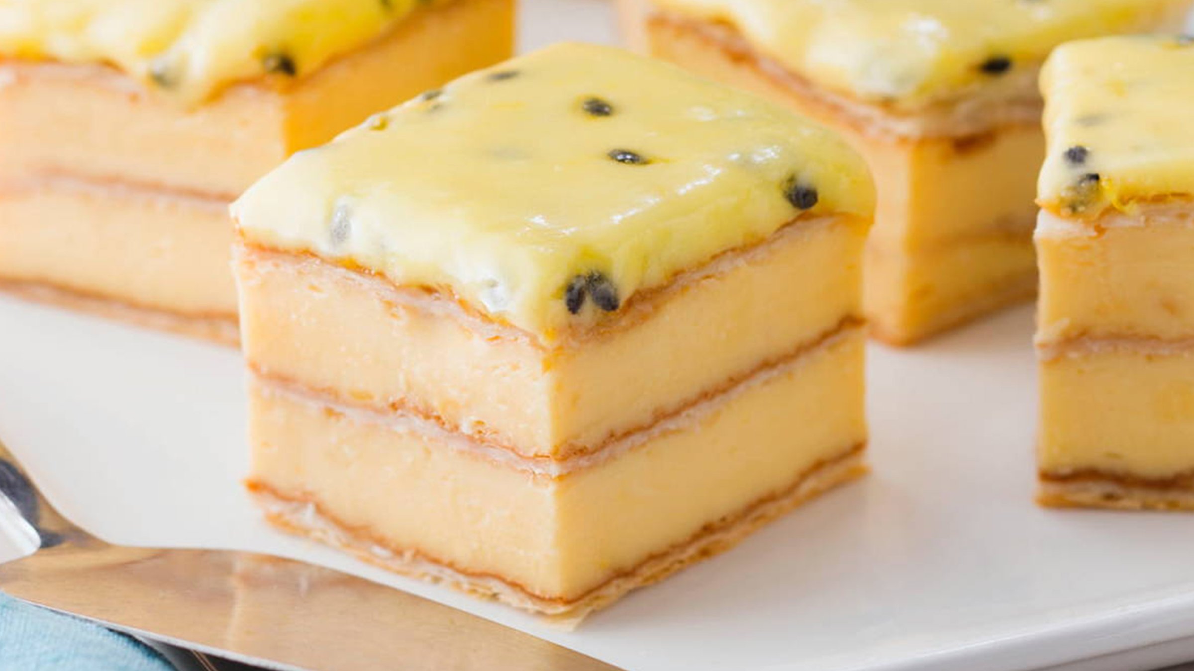 Vanilla Slice with Passionfruit Icing White Wings